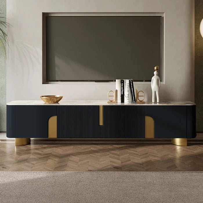 Marvellous Black & Gold Combination TV Unit