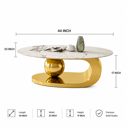 DecoraHub Gold Luxurious Marble Coffee Table