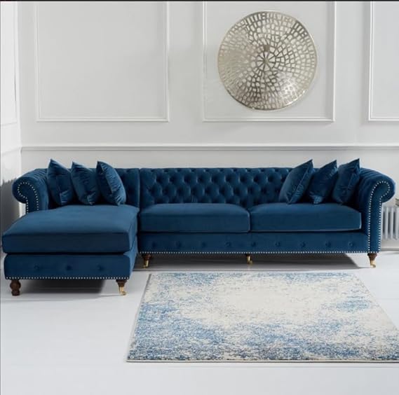 Blue Chesterfield L-Shaped Sofa