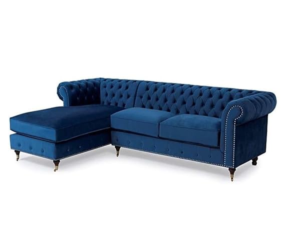 Blue Chesterfield L-Shaped Sofa