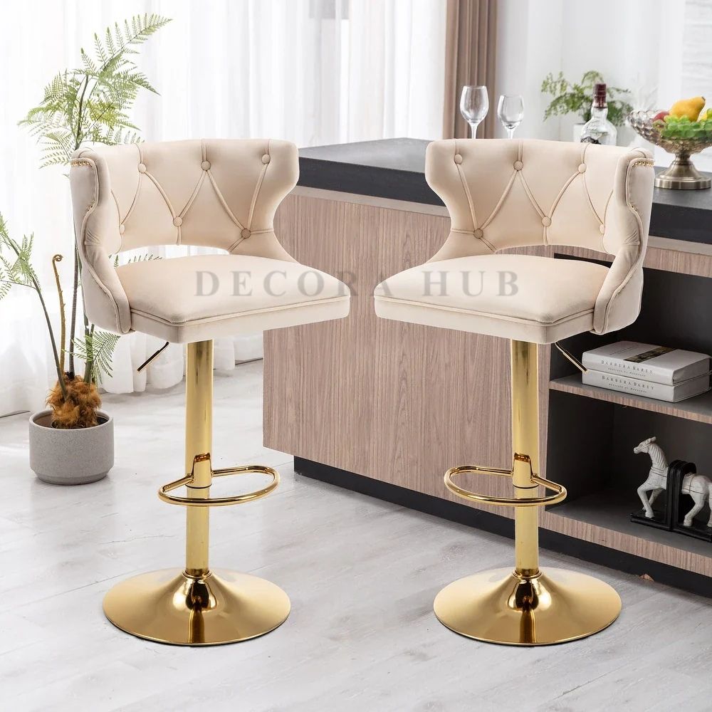 Luxury Pink Velvet Bar Stool