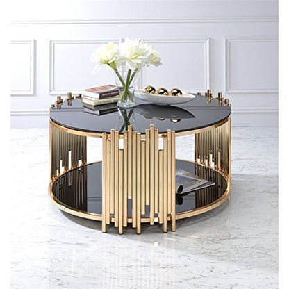 Royal Crest Coffee Table – glass top on gold base coffee table by DecoraHub, view 2