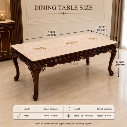 Majestic Crown 6 Seater Onyx Top Dining Table Set
