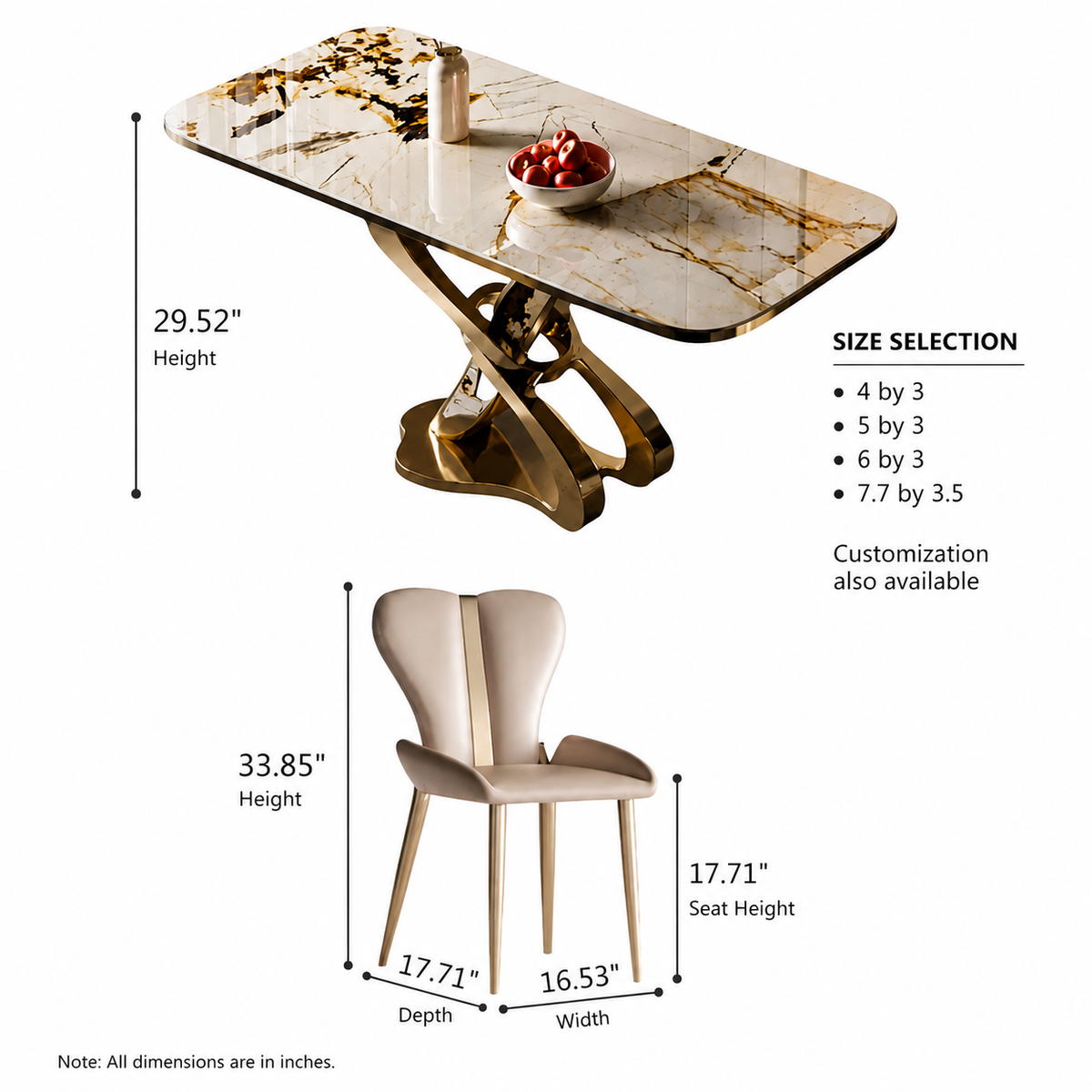 Everest Luxurious Marble Dining Table Set