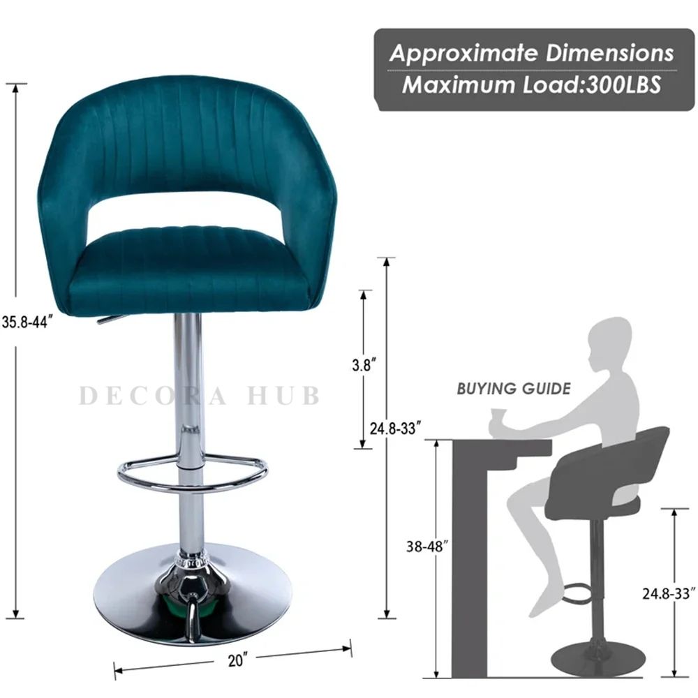 Luxury Velvet Teal Bar Stool