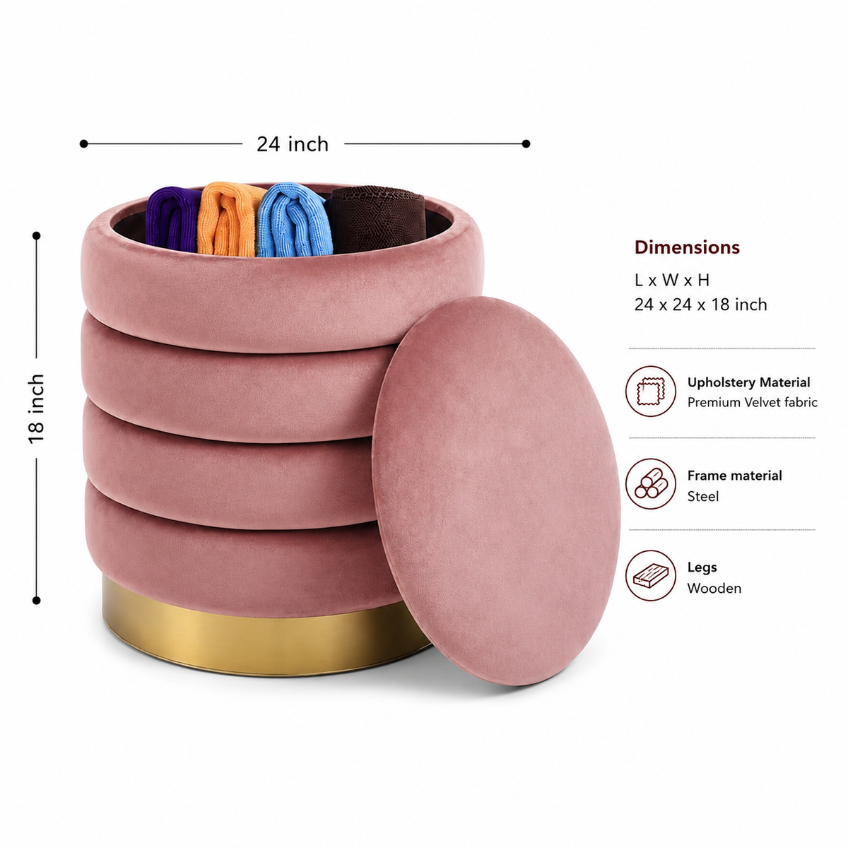 Rose Aurelia ottoman