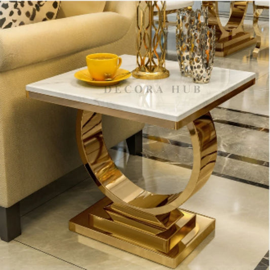 White Square Shape Top Side Table