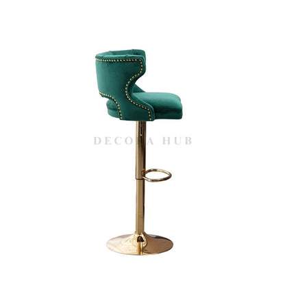 Luxury Emerald Green Velvet Bar Stool – Emerald Green Velvet Bar Stool by DecoraHub