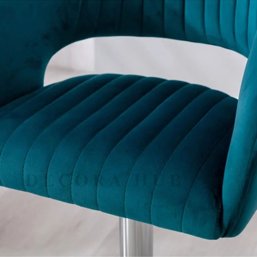 Luxury Velvet Teal Bar Stool