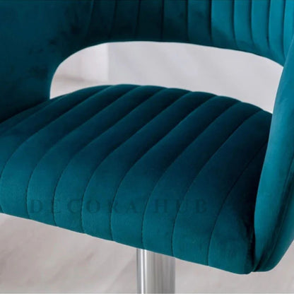 Luxury Velvet Teal Bar Stool – Teal Velvet Bar Stool by DecoraHub