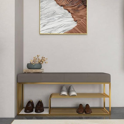 Velvet Entryway Bench With Storage Bed In Gray