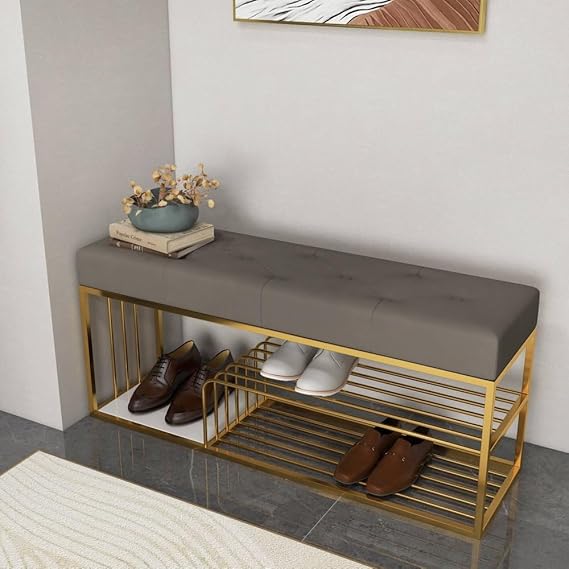 Velvet Entryway Bench With Storage Bed In Gray