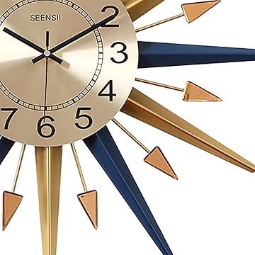 New Designer Blue and Gold Metal Wall Clock