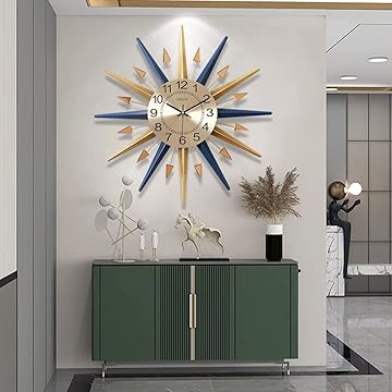 New Designer Blue and Gold Metal Wall Clock