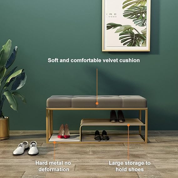 Velvet Entryway Bench With Storage Bed In Gray