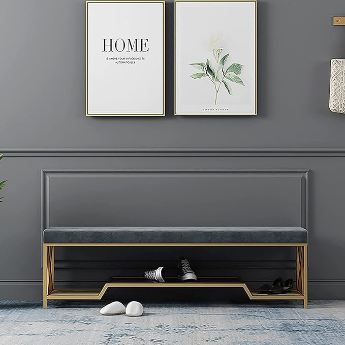 Shoe Storage Bench with Cushion for Entryway