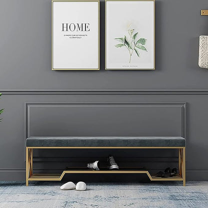 Shoe Storage Bench with Cushion for Entryway