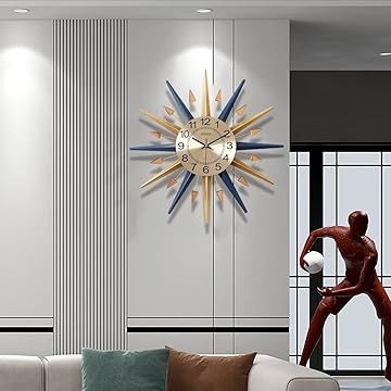 New Designer Blue and Gold Metal Wall Clock