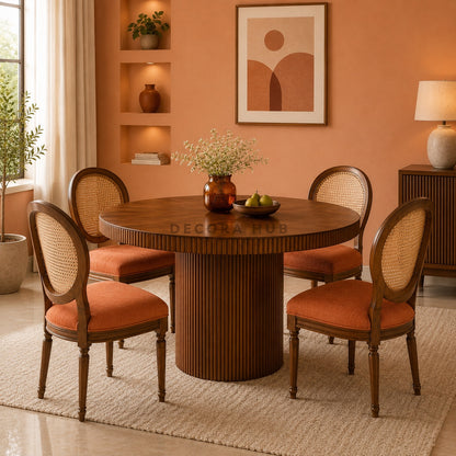 Moderna Round Wooden Dining Table Set