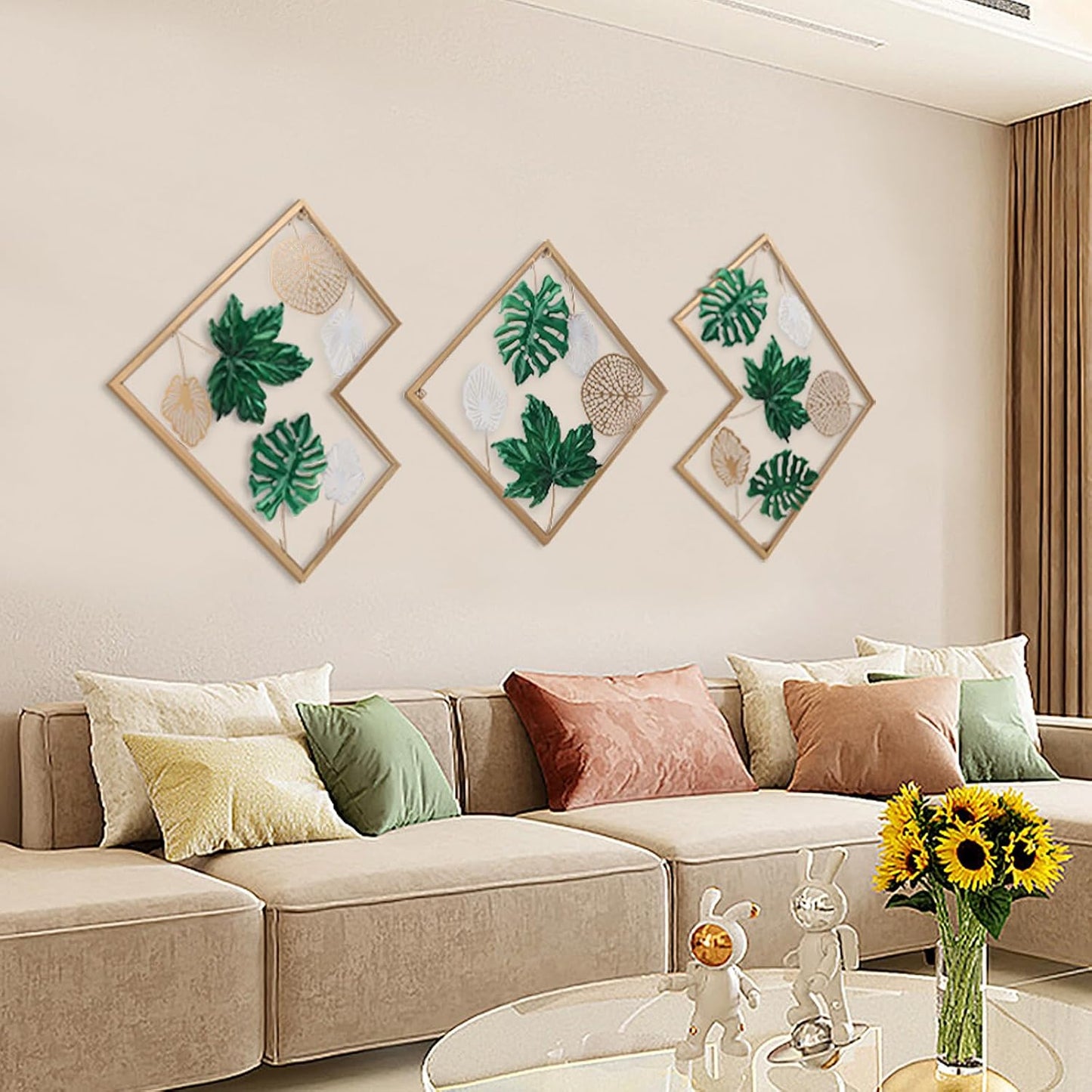 Green Leaf Wall Art Set Of 3