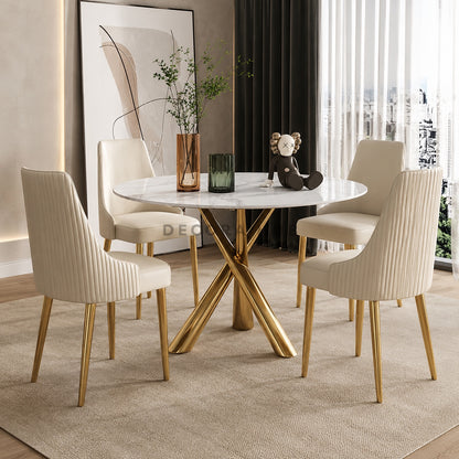 Orbis Round Marble Dining Table Set