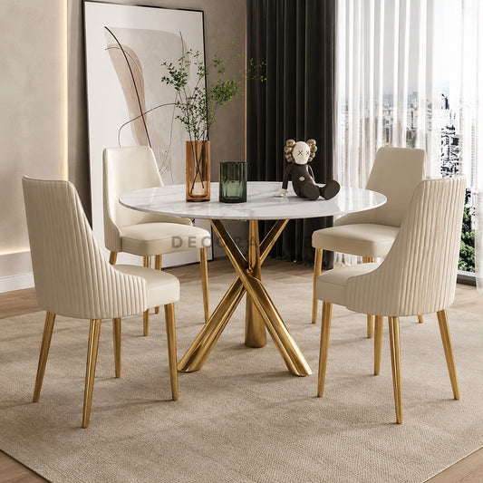 Orbis Round Marble Dining Table Set