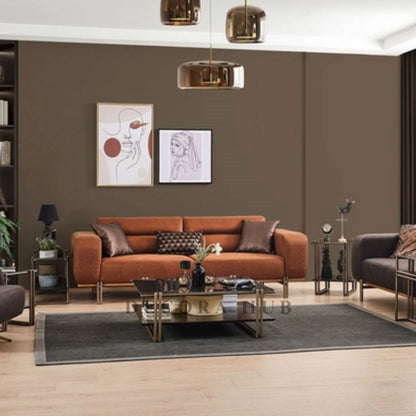 Luxury Coffee Table With Glass Top Dark Brown