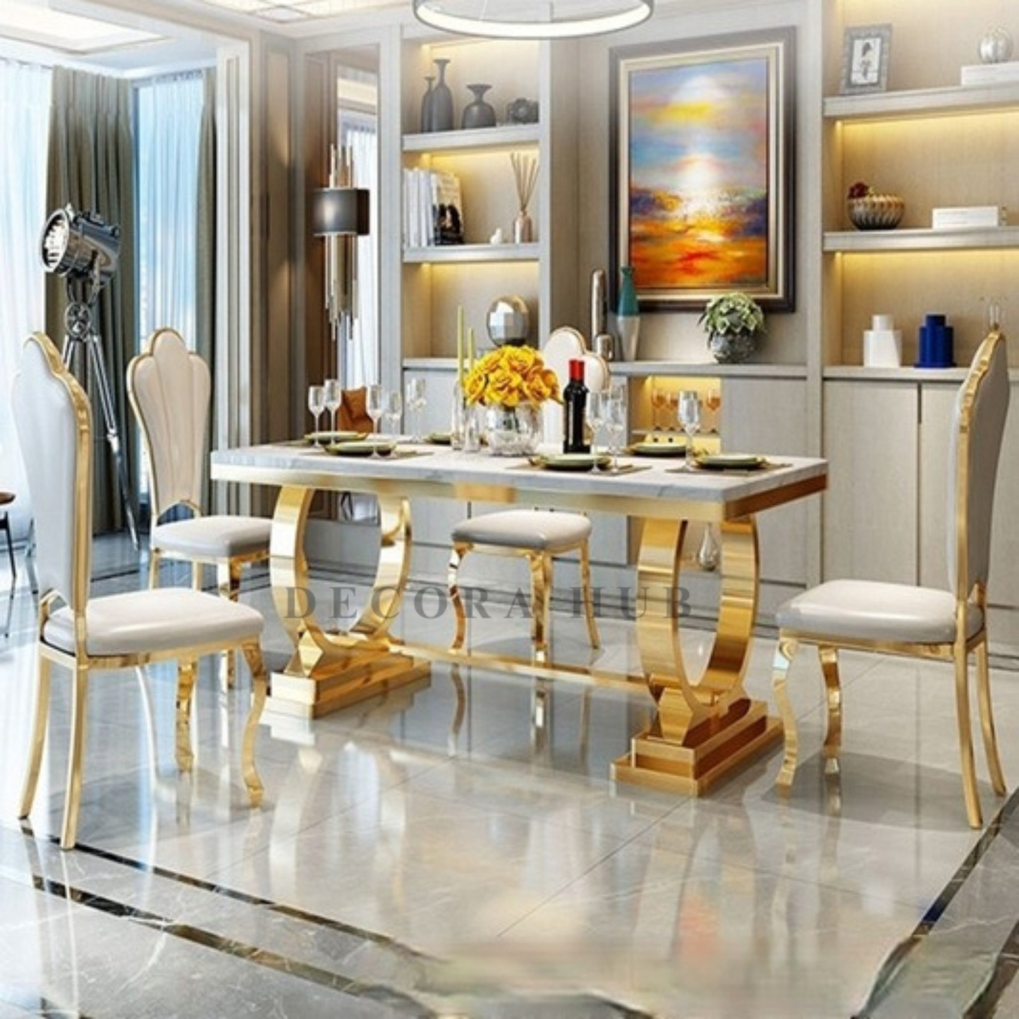 6 SeaterDesigner White Marble Dining Table