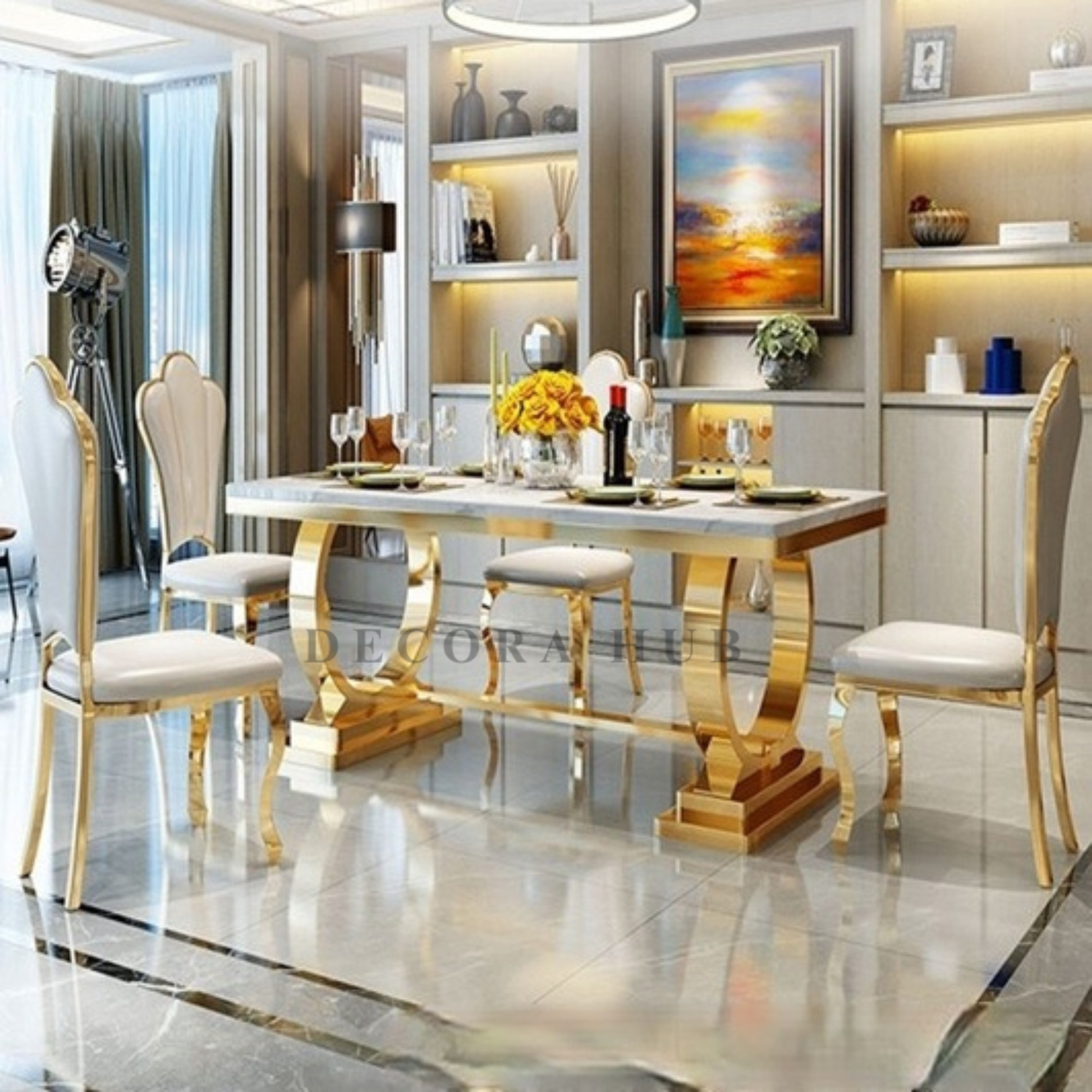 6 SeaterDesigner White Marble Dining Table