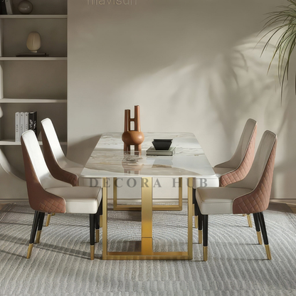 6 Seater Dining Table with Marble Top