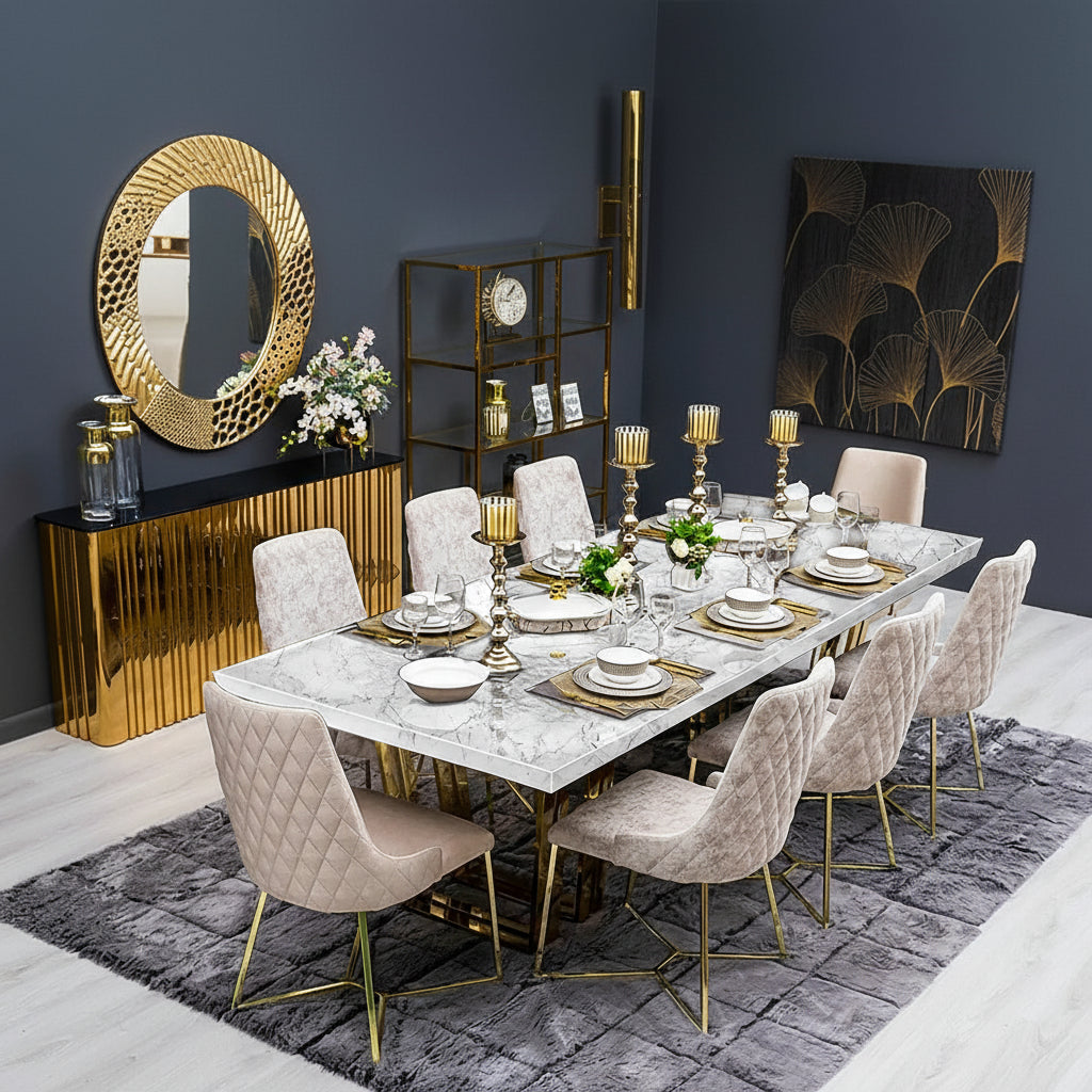 6 Seater Marble Dining Table for Living Room