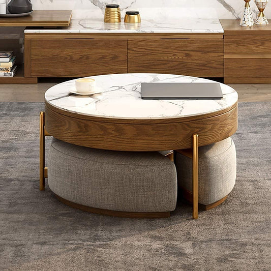 Round Teak Wood Coffee Table