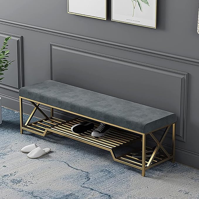 Shoe Storage Bench with Cushion for Entryway