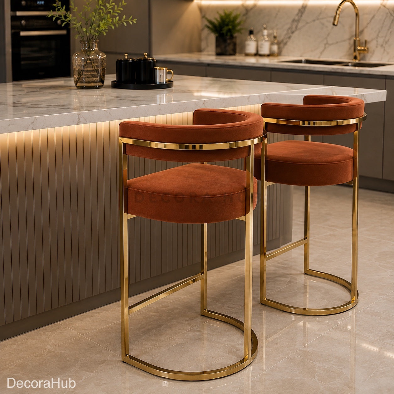 Noir Rust Arc Bar Stool
