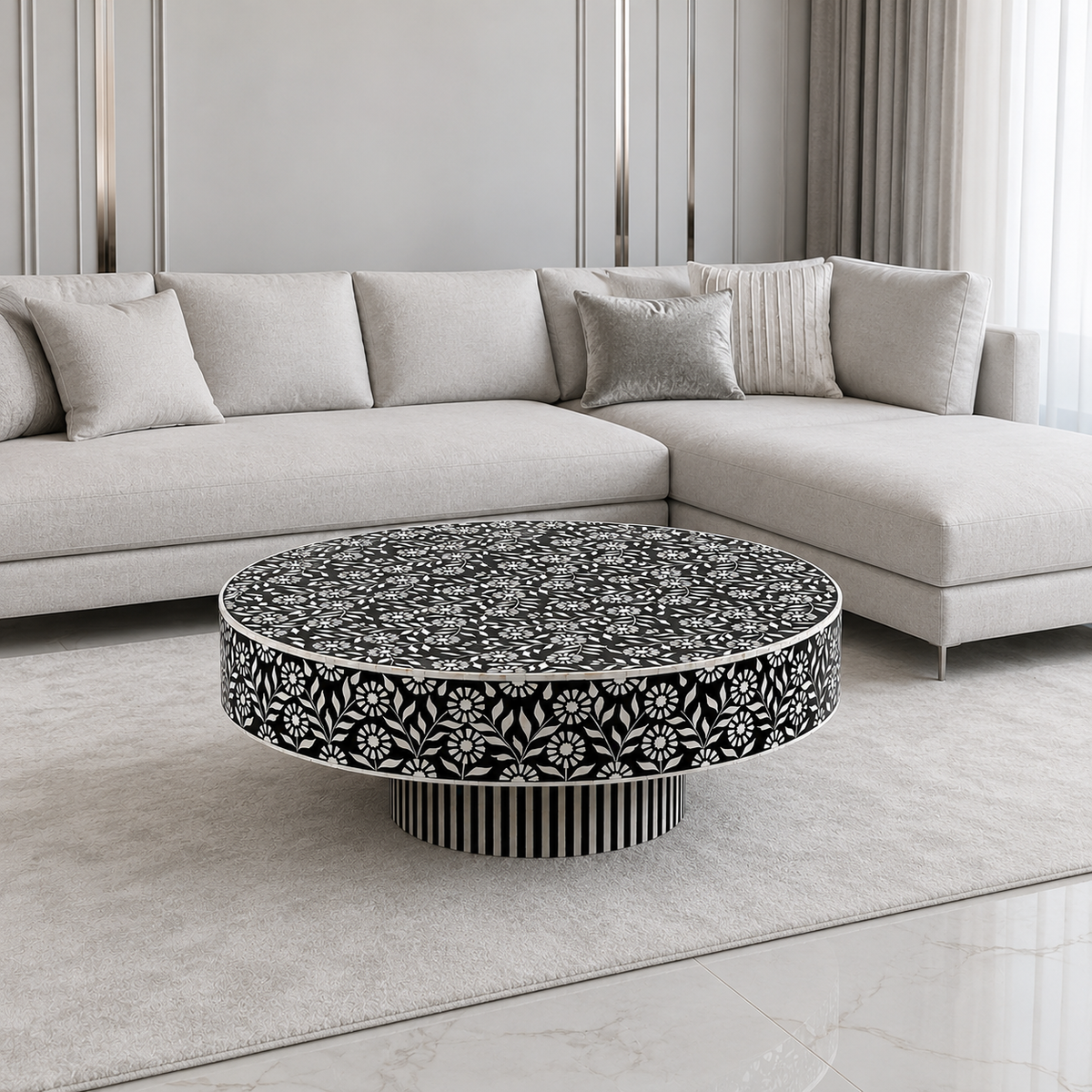 Moroccan Floral Inlay Coffee Table