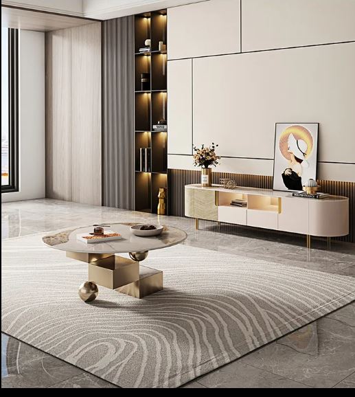 Modern Coffee Table With Contemporary  Marble Top