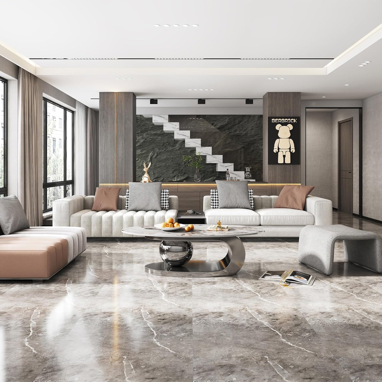 Oval Coffee Table in Silver Colour