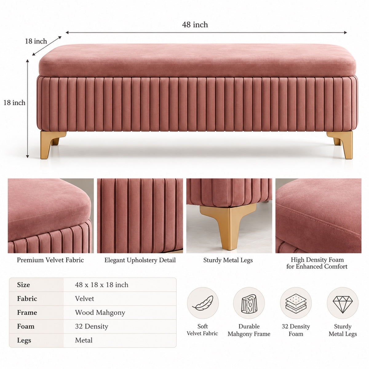Roselle Channel Bench