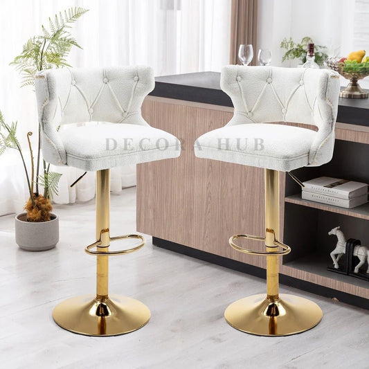 Luxury Velvet White Bar Stool