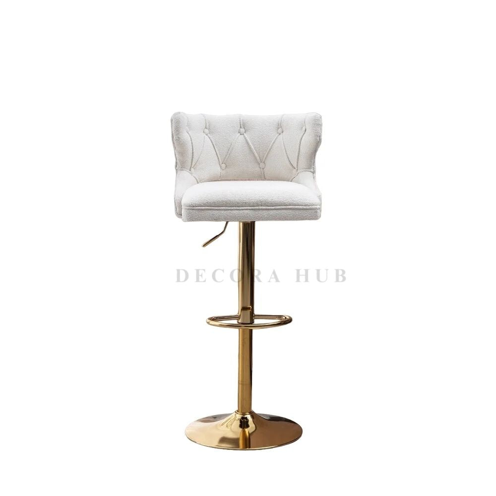 Luxury Velvet White Bar Stool