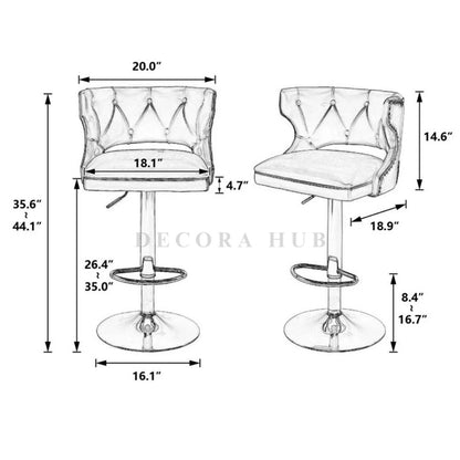 Luxury Velvet White Bar Stool – White Velvet Bar Stool by DecoraHub