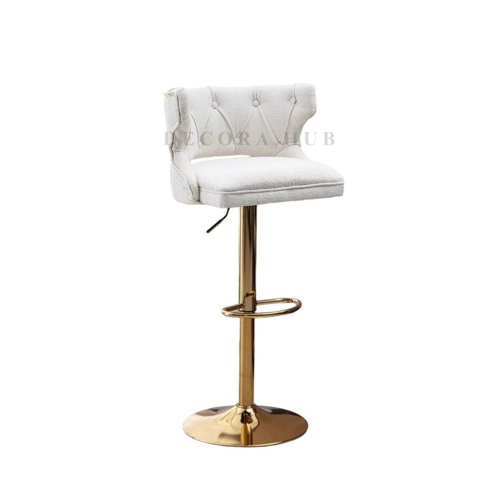 Luxury Velvet White Bar Stool