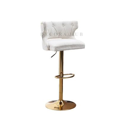 Luxury Velvet White Bar Stool – White Velvet Bar Stool by DecoraHub