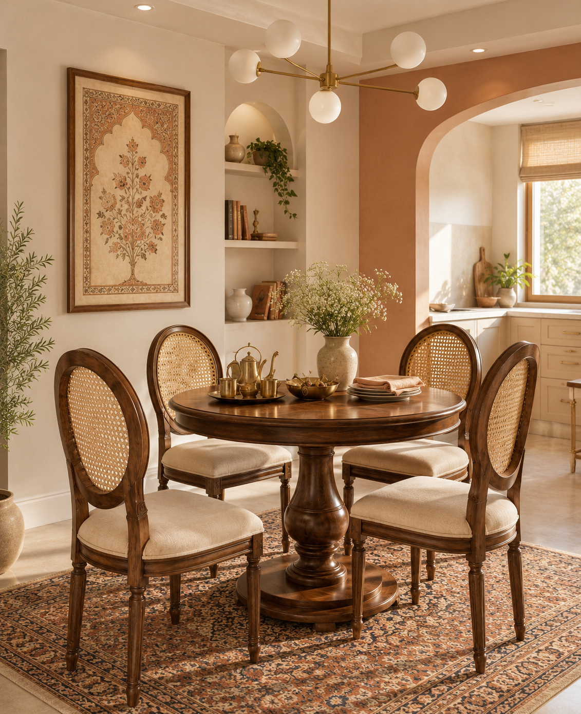 Haveli Teak Wood Dining Table Set