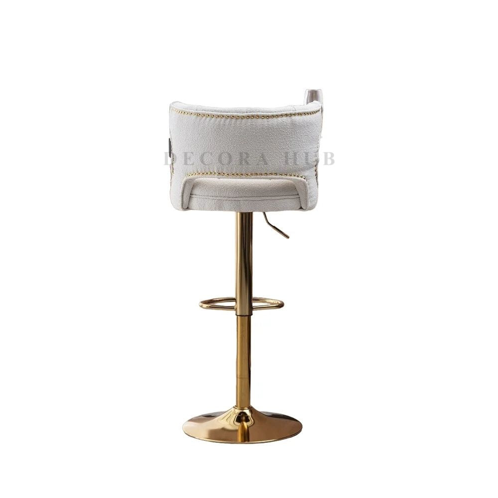 Luxury Velvet White Bar Stool