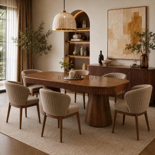 Caspian Fluted Wooden Dining table