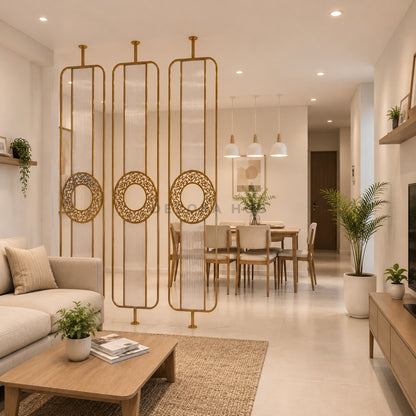 Arc Fluted PVD Metal Room Divider