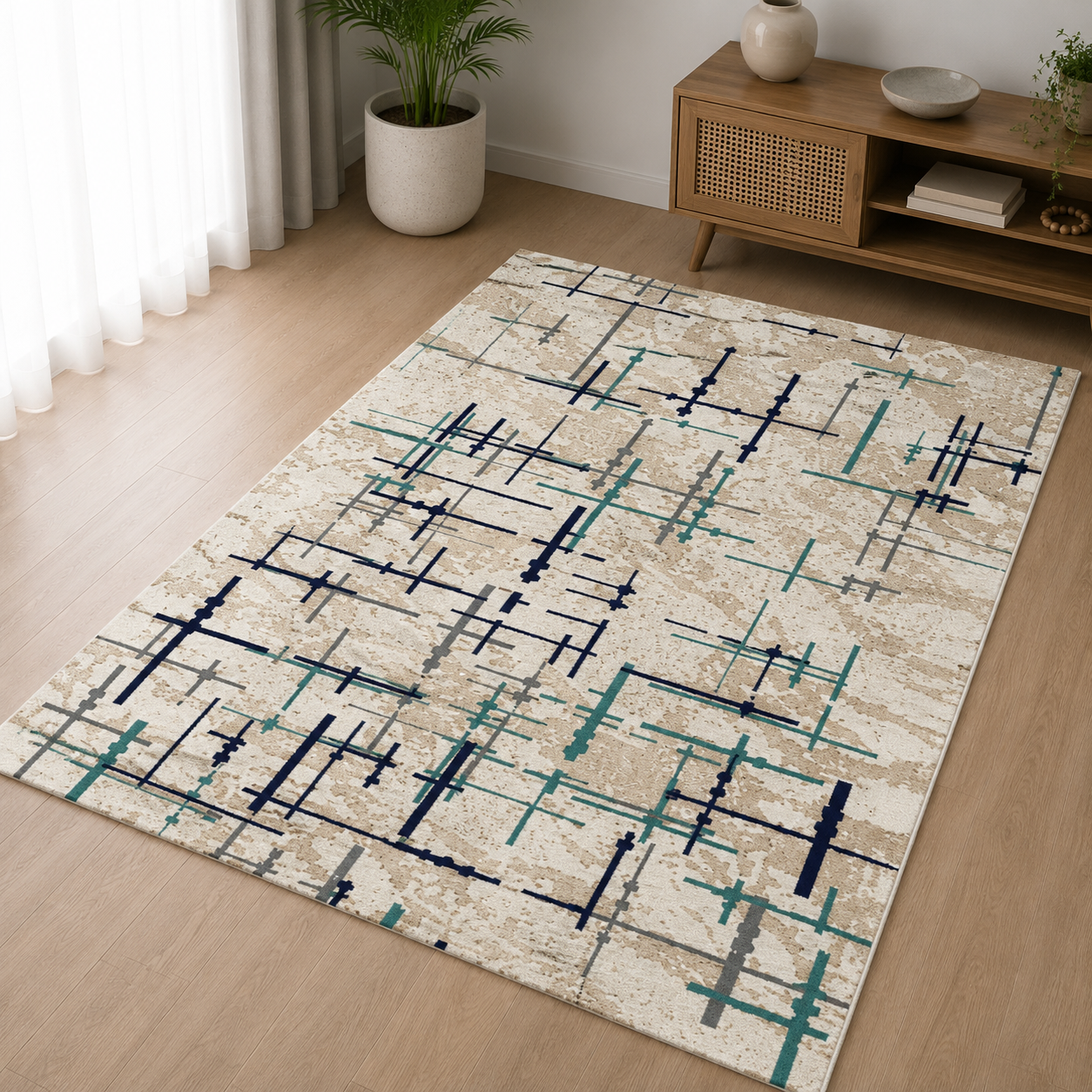 Linear Mesh Living Room Carpet