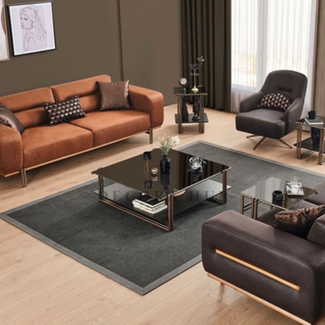 Luxury Coffee Table With Glass Top Dark Brown