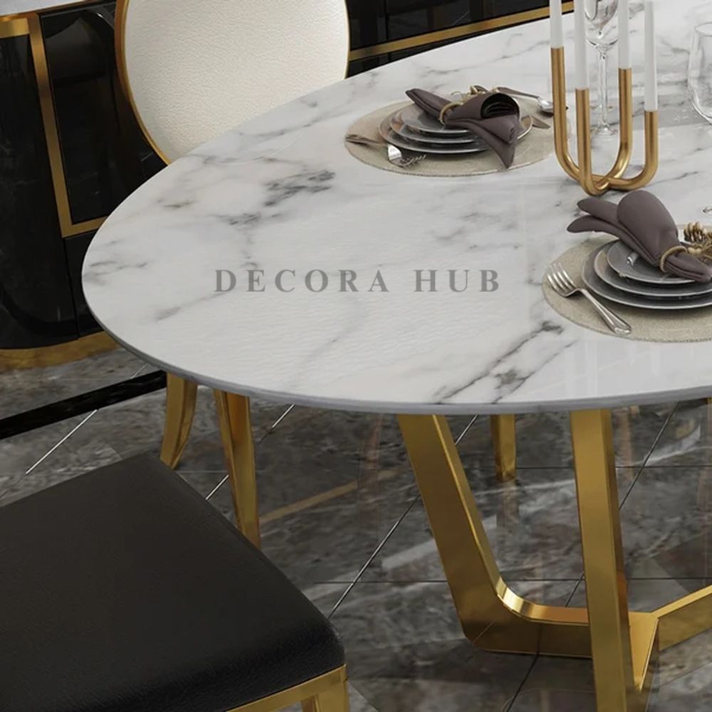 Oval Shape Top Luxurious Dining Table